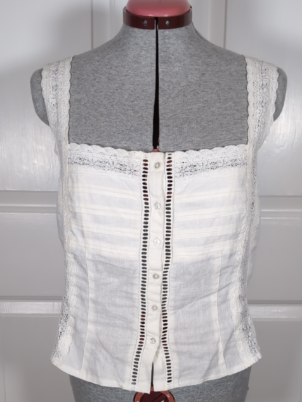 Free People Maggie Lace Tank Top NWT White Coquette Cottagecore Boho Corset XL